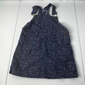 Y2K Chaps Overall Floral Navy Corduroy Dress Adjustable 3/3T Month Girls